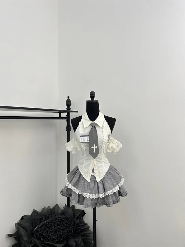 Gothic Alt Lace Outfit Set Shoptery