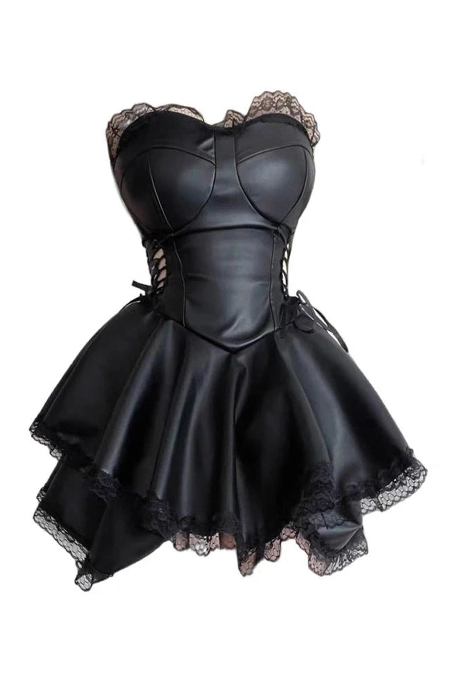 Gothic Black Lace - up Mini Dress - Dresses