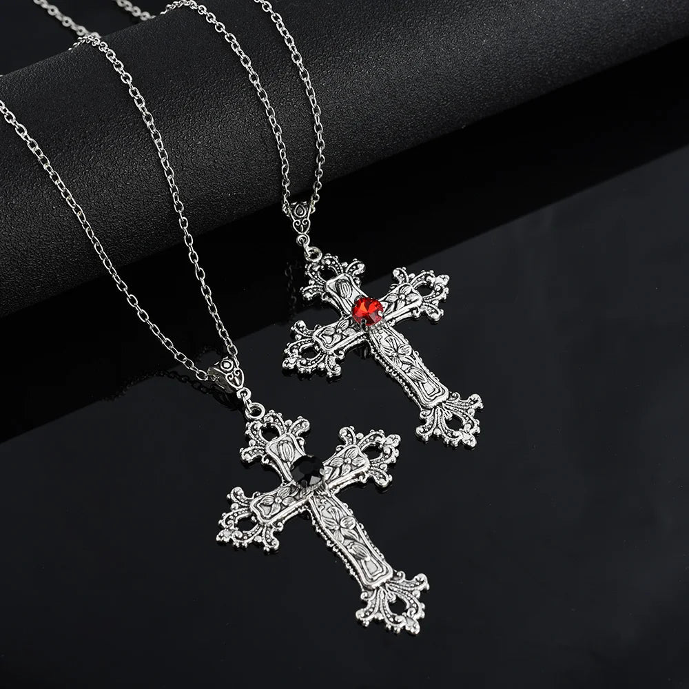 Gothic Bloodstone Cross Necklace Shoptery