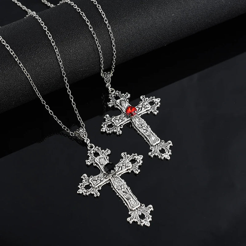 Gothic Bloodstone Cross Necklace Shoptery