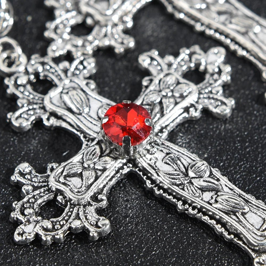Gothic Bloodstone Cross Necklace Shoptery