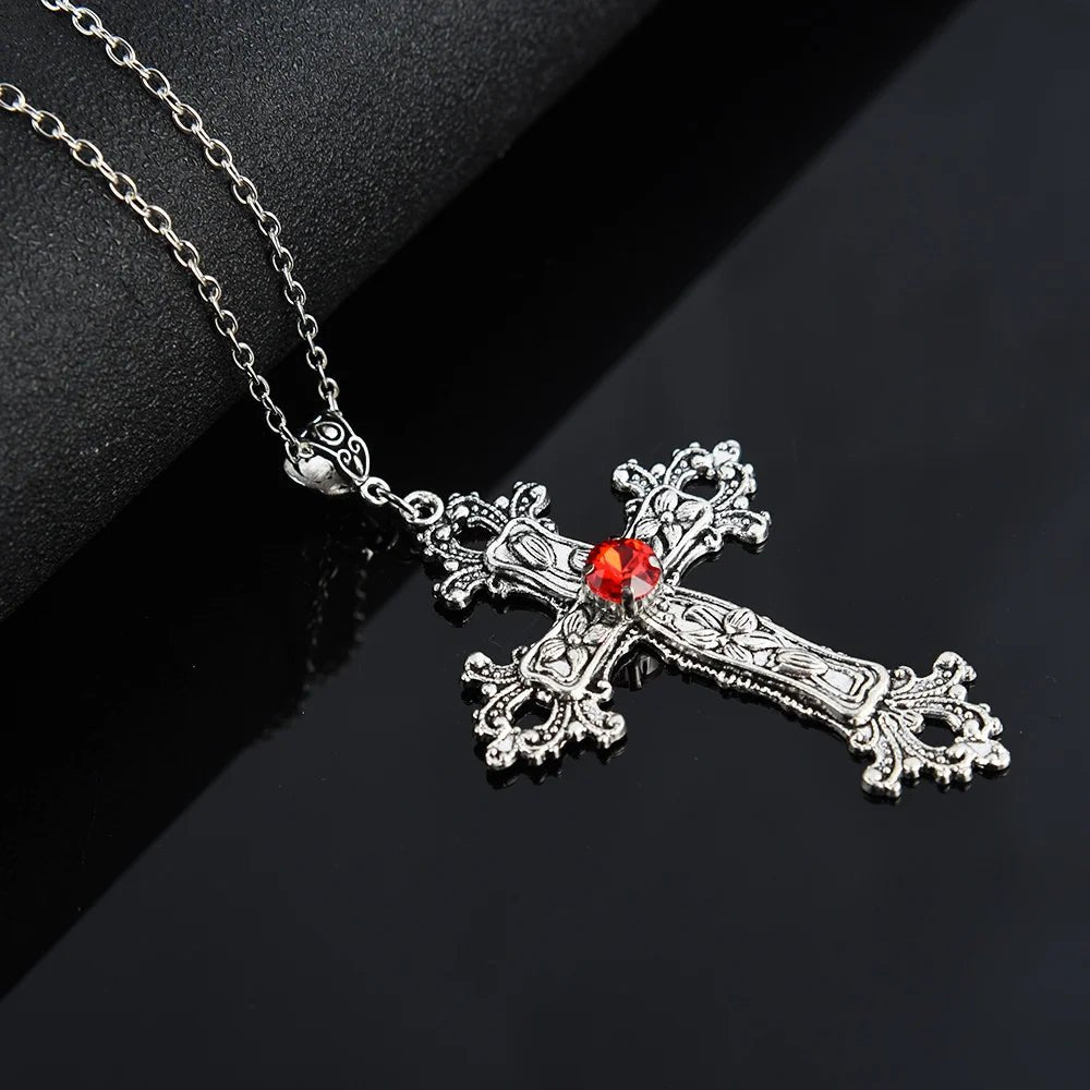 Gothic Bloodstone Cross Necklace A Cross Pendant Shoptery