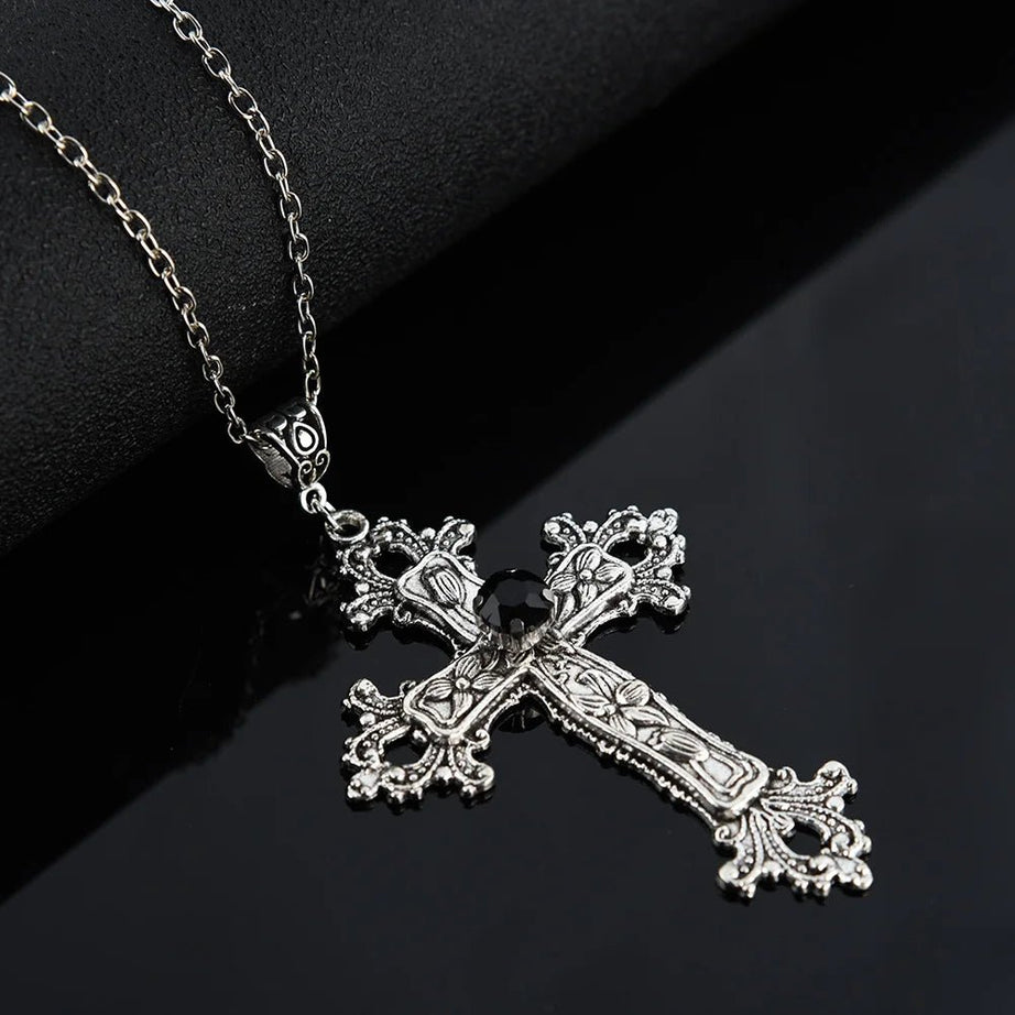 Gothic Bloodstone Cross Necklace B Cross Pendant Shoptery