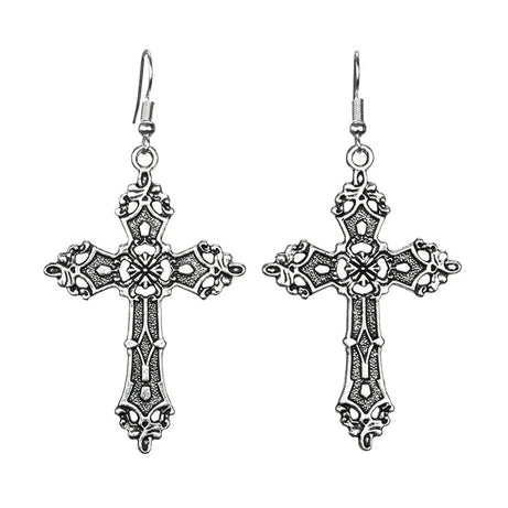 Gothic Bloodstone Cross Necklace silver earrings Shoptery