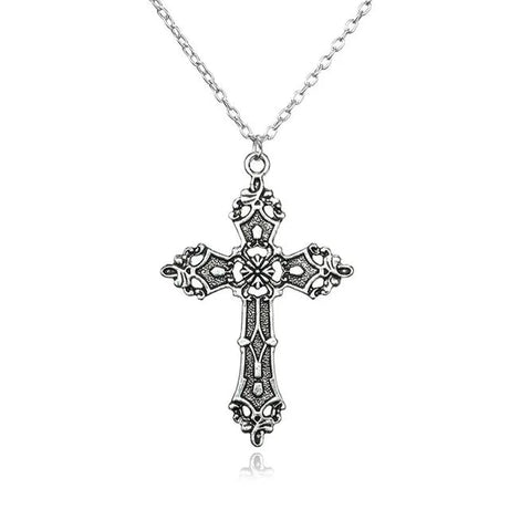 Gothic Bloodstone Cross Necklace silver cross Shoptery