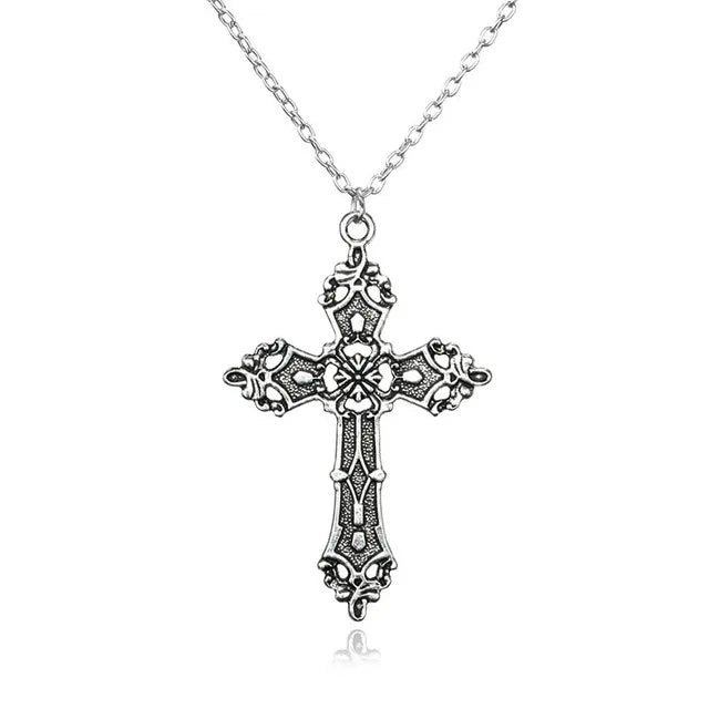 Gothic Bloodstone Cross Necklace silver cross Shoptery
