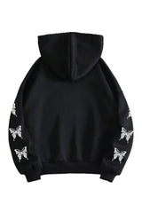 Edgy Fall Gothic Butterfly Zip-Up Hoodie Shoptery