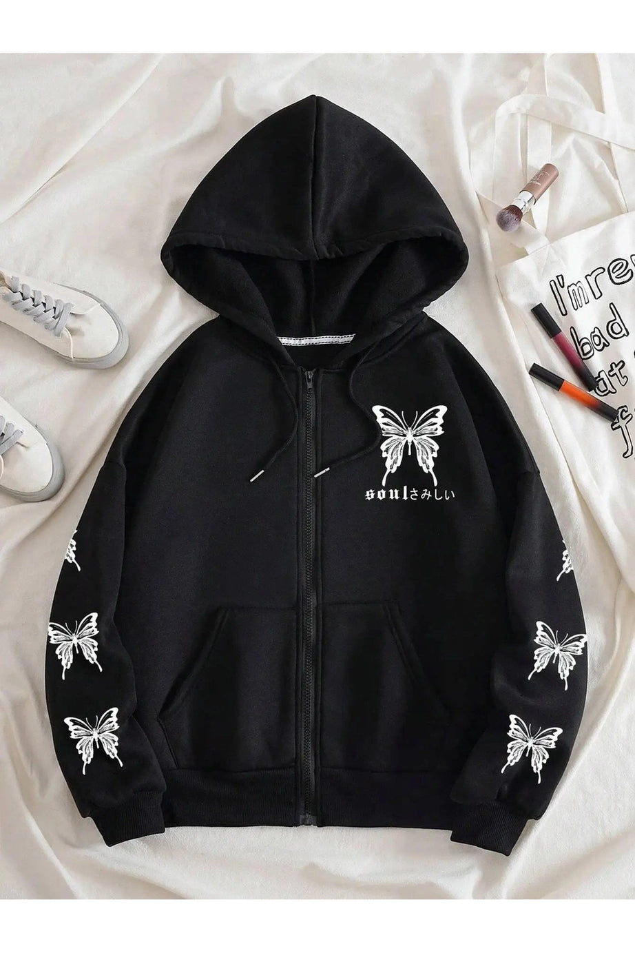 Gothic Butterfly Zip - Up Hoodie - Hoodies