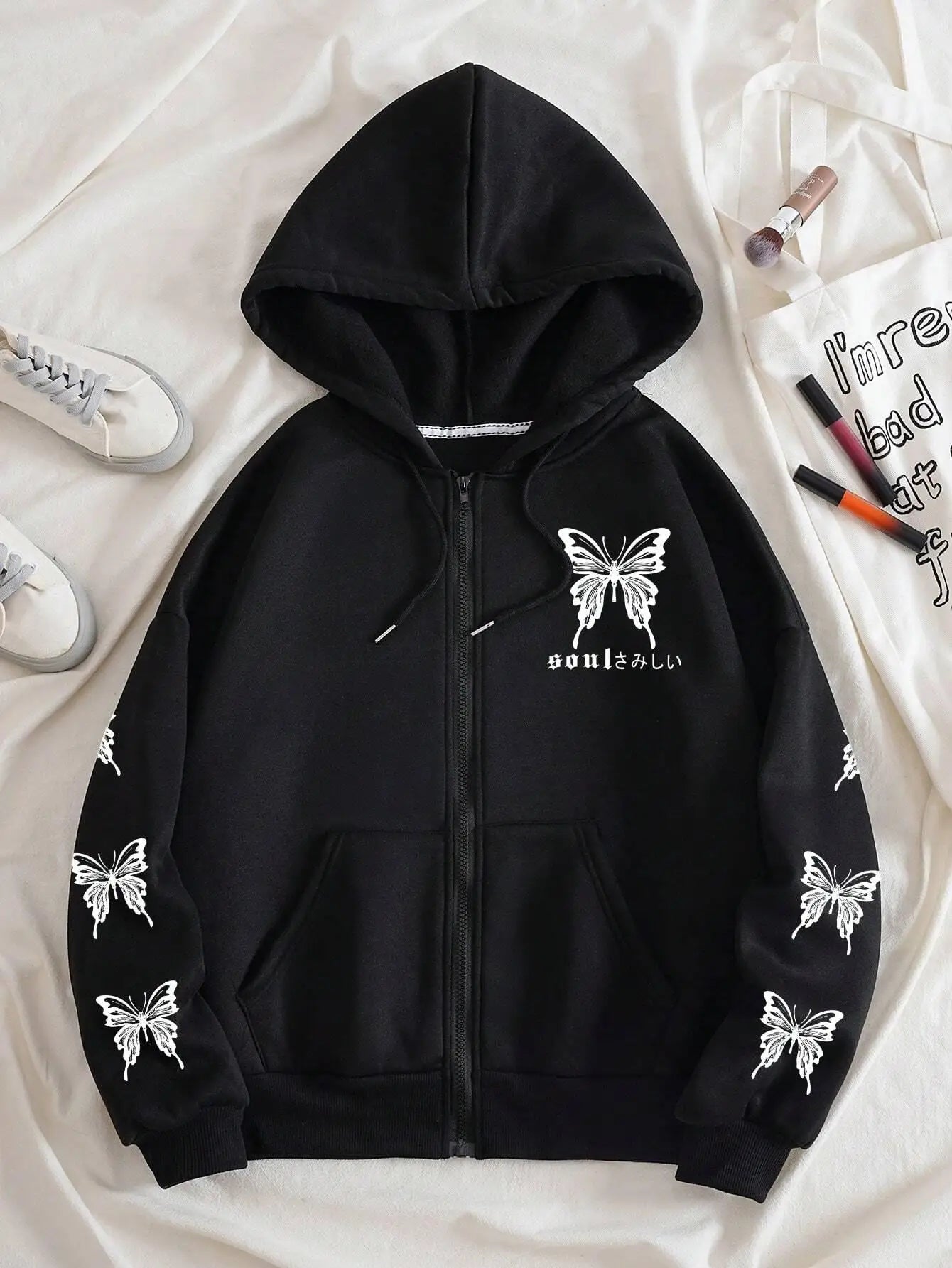 Gothic Butterfly Zip - Up Hoodie - Hoodies