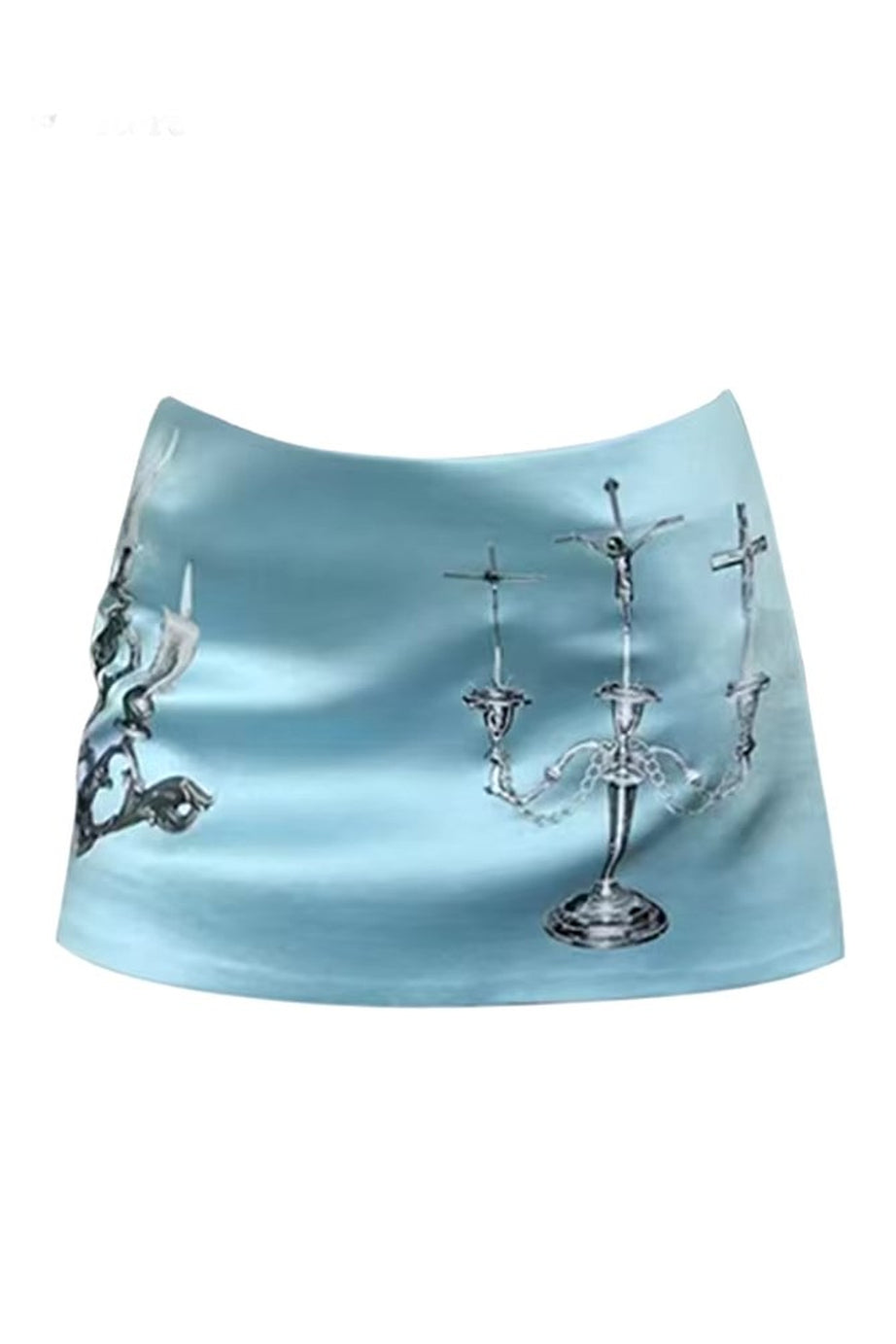 Gothic Candelabra Satin Mini Skirt - Skirts