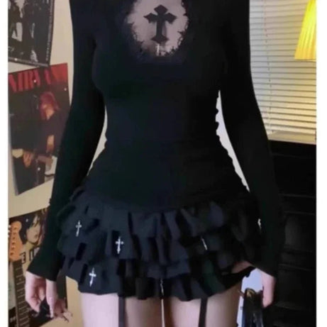 Gothic Cathedral Ruffle Long Sleeve Set 2 Piece Set Shoptery