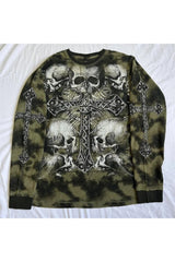 Cross and Skull Print Alt Sweatshirt Shoptery