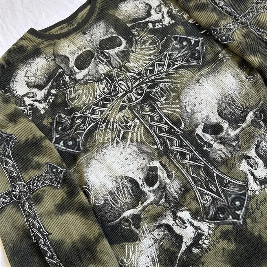 Cross and Skull Print Alt Sweatshirt Shoptery