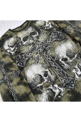 Cross and Skull Print Alt Sweatshirt Shoptery