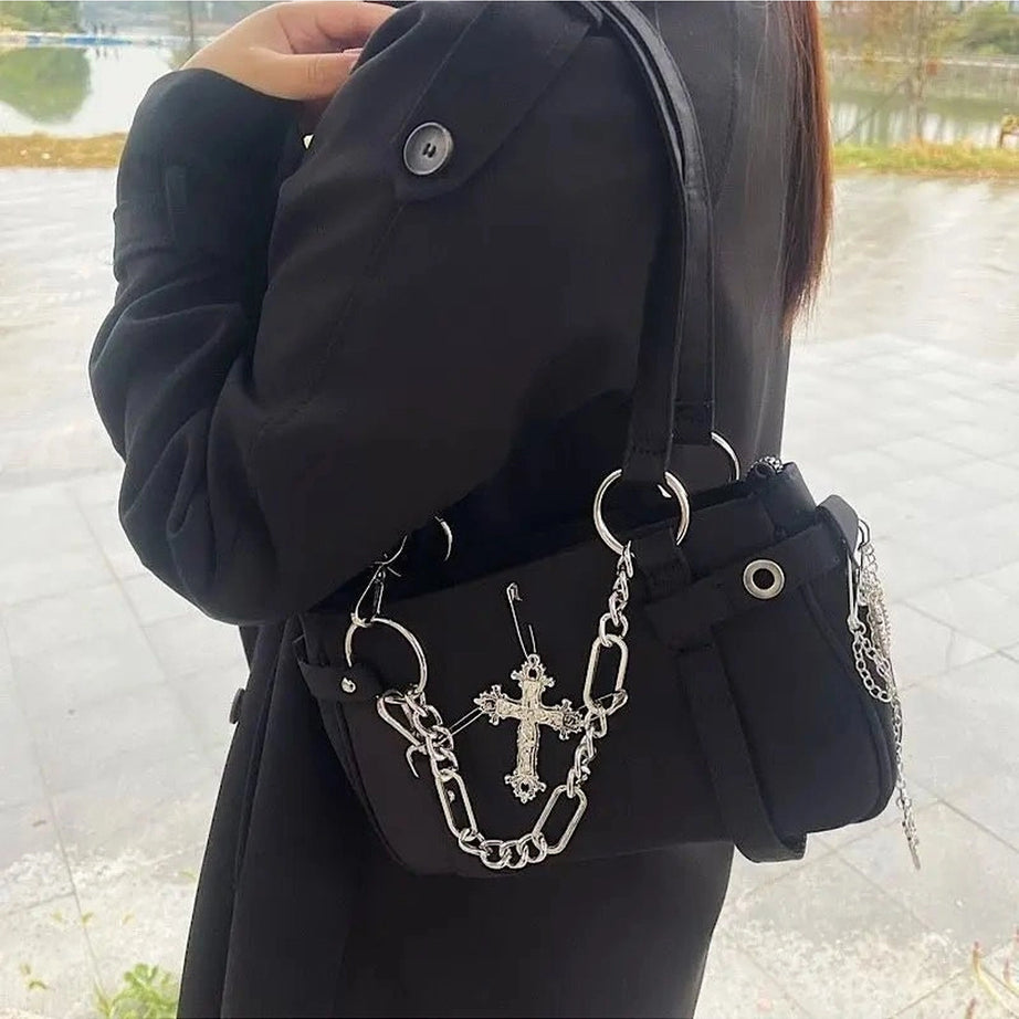 Y2k Cross Chain Shoulder Bag Shoptery
