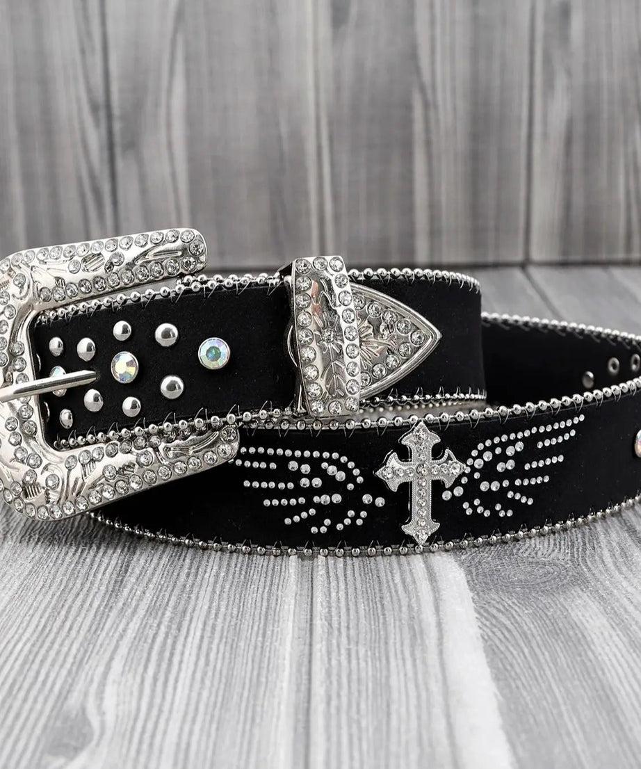 Gothic Cross Embellished Belt - Belts