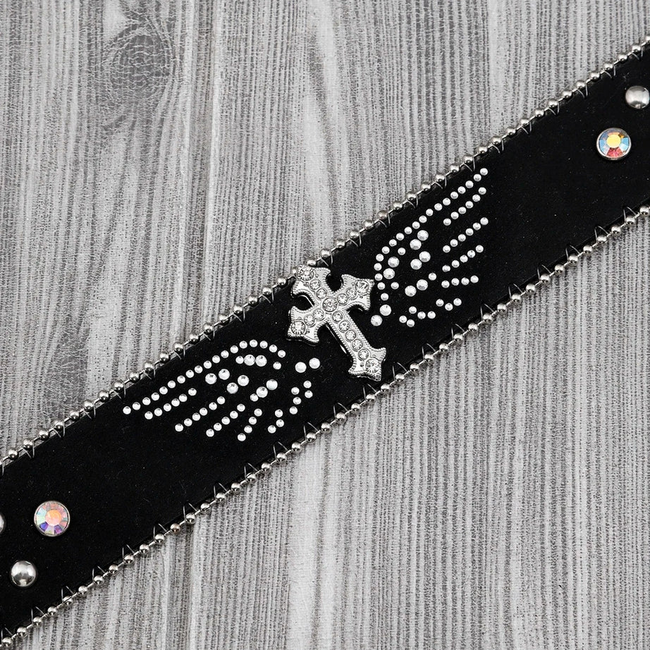 Alt Goth Cross Embellished Belt Shoptery