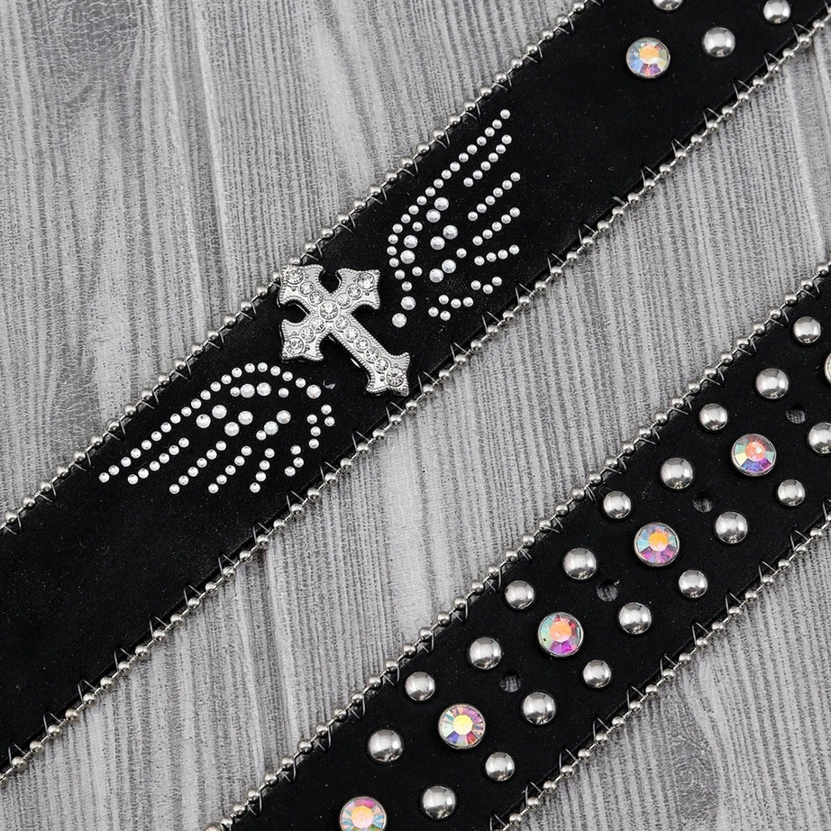 Alt Goth Cross Embellished Belt Shoptery