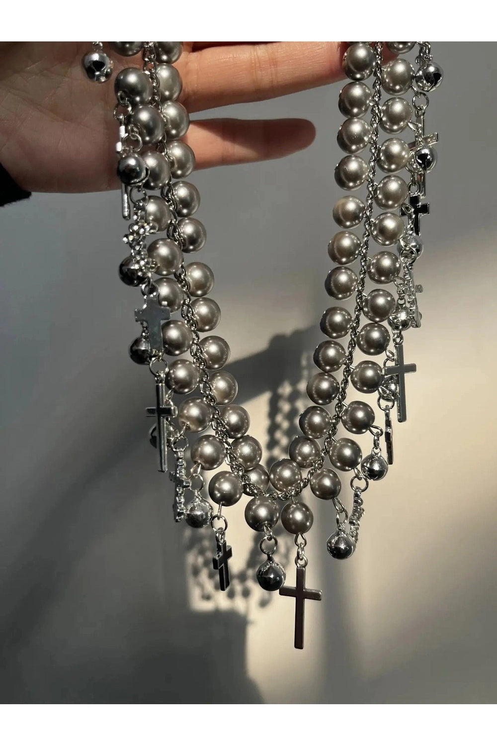 Gothic Cross Pearl Choker Shoptery