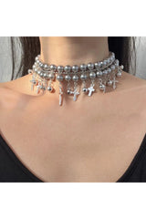 Gothic Cross Pearl Choker Shoptery