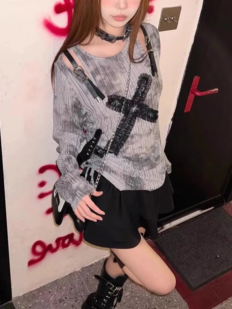 Gothic Cross Strap Top - Shirts & Tops