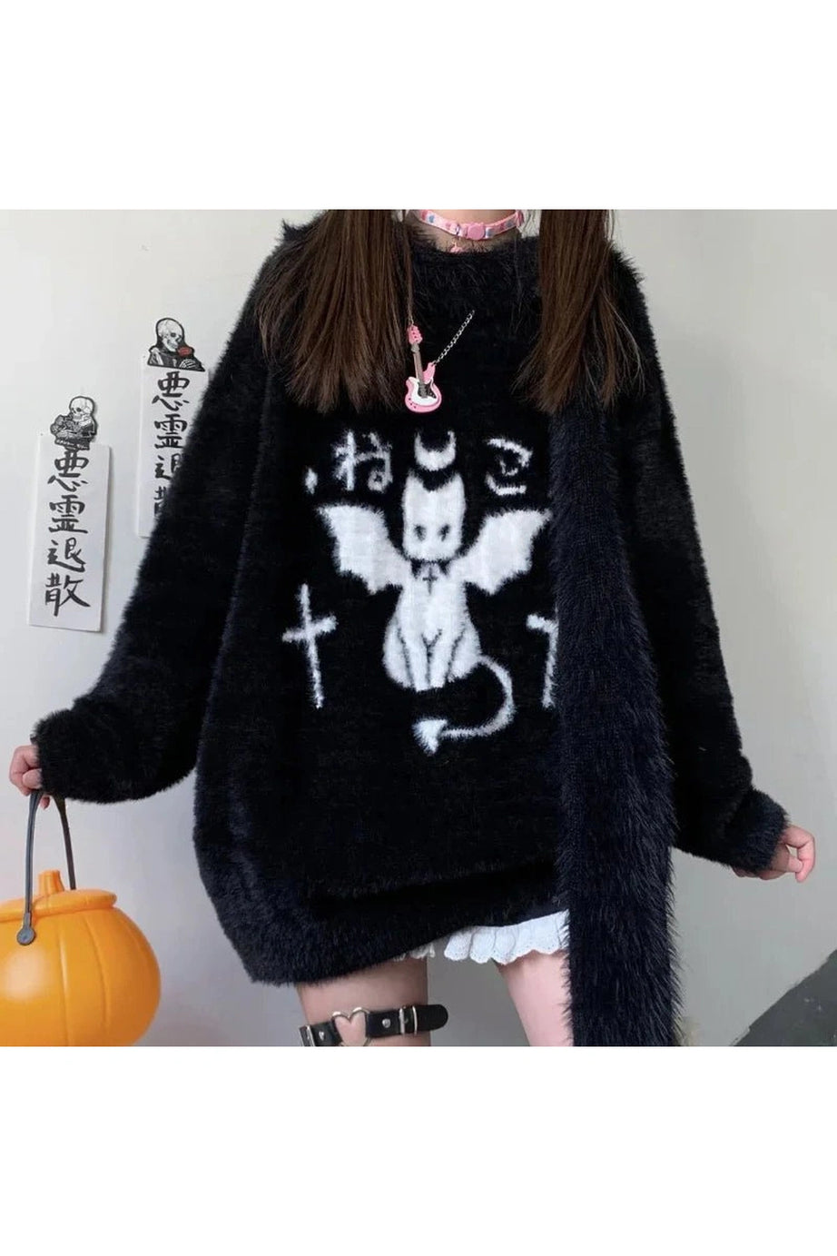 Gothic Demon Oversized Sweater - 