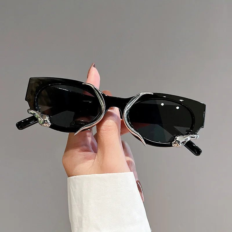 Y2k Flame Cat-Eye Sunglasses Black Black Shoptery