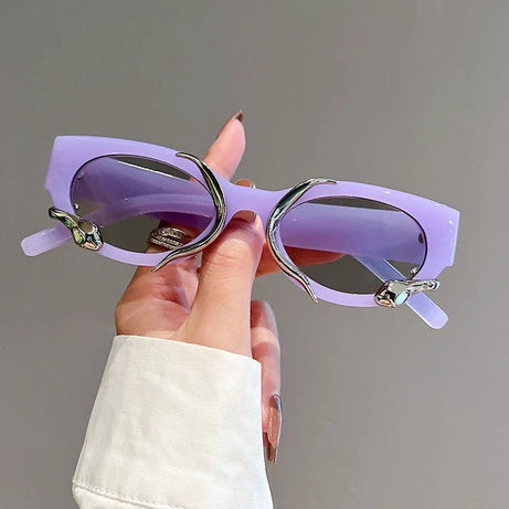 Y2k Flame Cat-Eye Sunglasses Purple Gray Shoptery