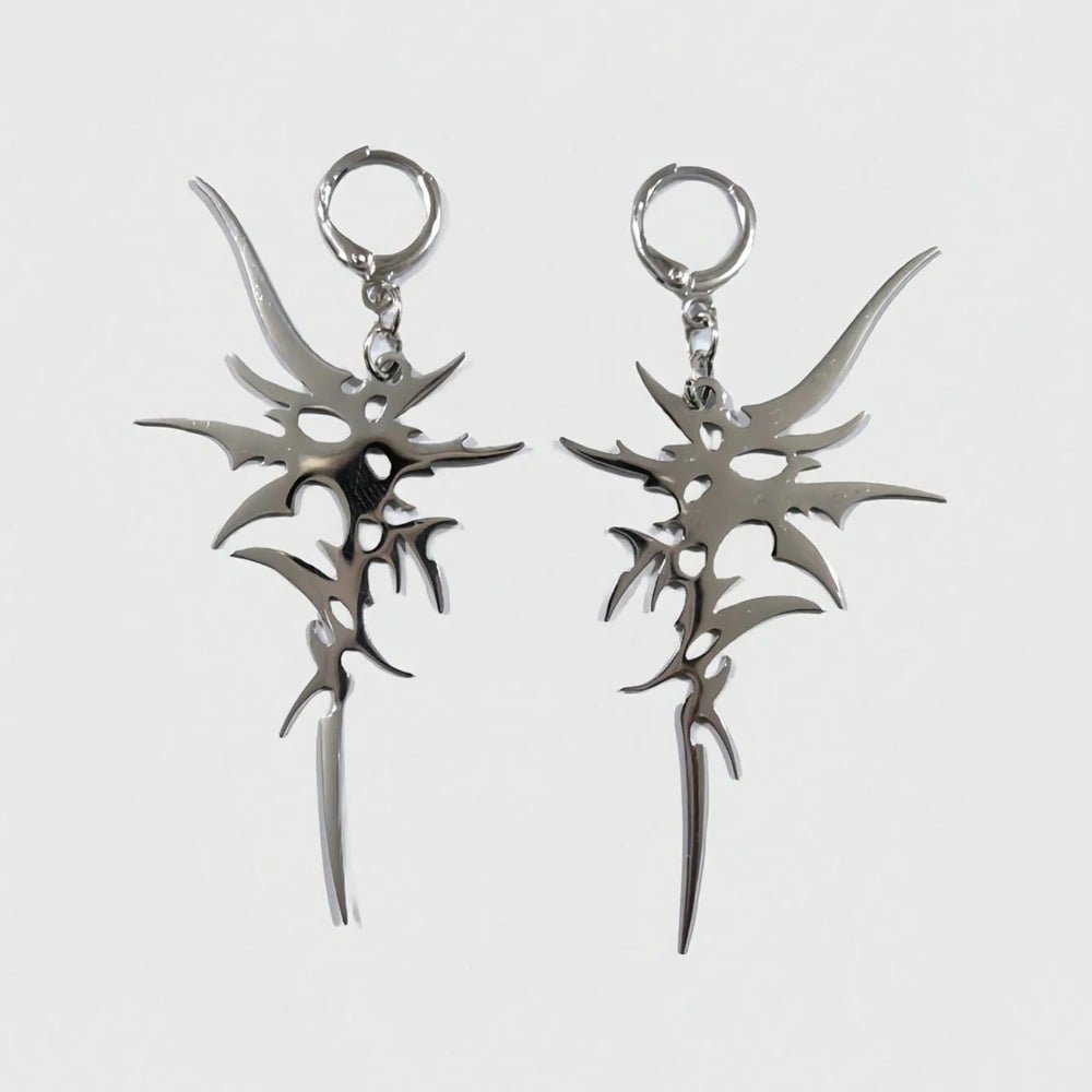 Gothic Flame Spike Earrings - 