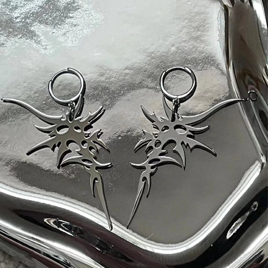 Edgy Goth Flame Spike Earrings Shoptery