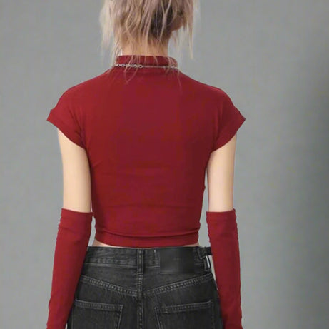 Alt Graphic Mock Neck Crop Top Shoptery