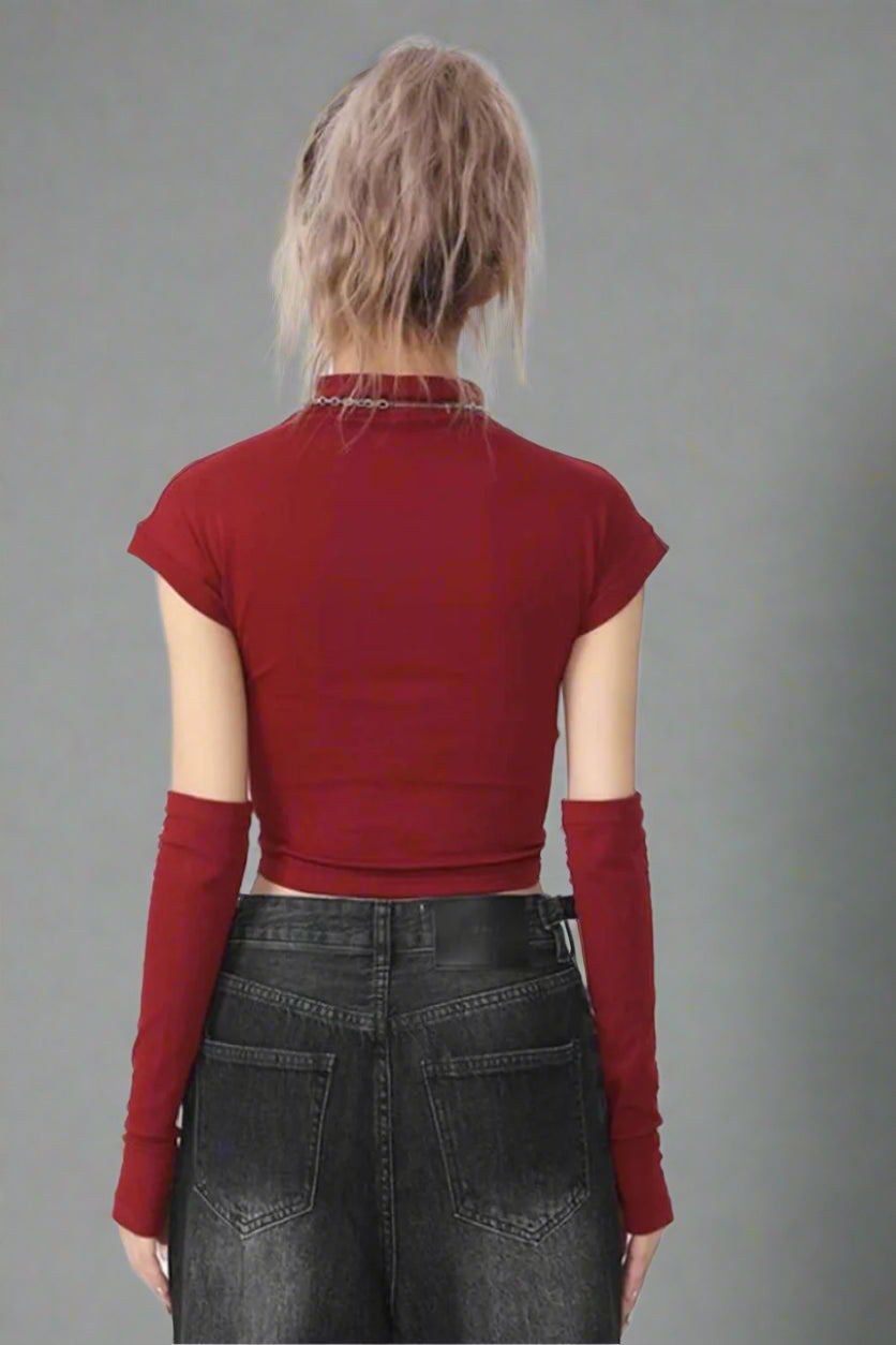 Alt Graphic Mock Neck Crop Top Shoptery