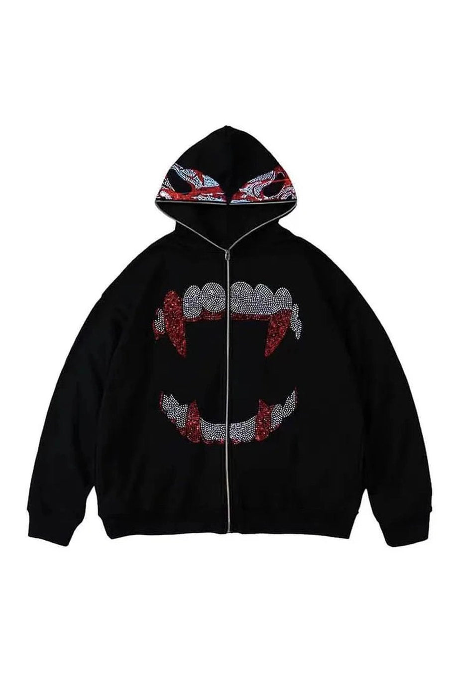 Gothic Grunge Rhinestone Hoodie -