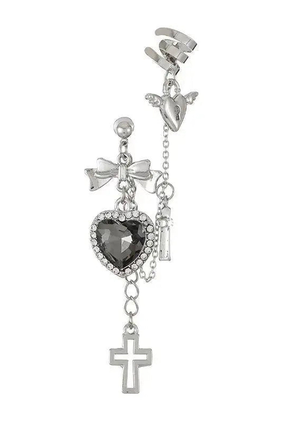 Gothic Heart Chain Drop Earrings - Earrings