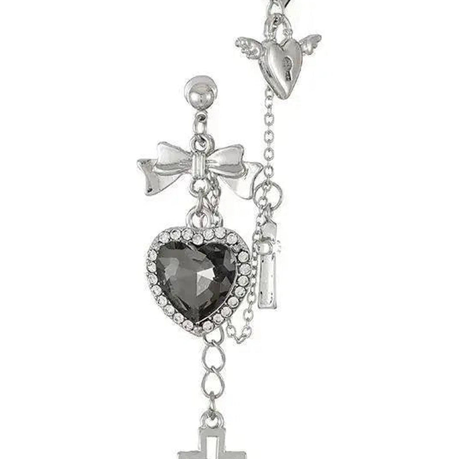 Goth Heart Chain Drop Earrings 1PC Shoptery