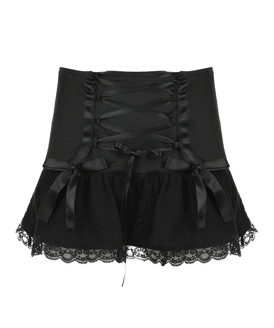 Gothic Lace Trim Mini Skirt -