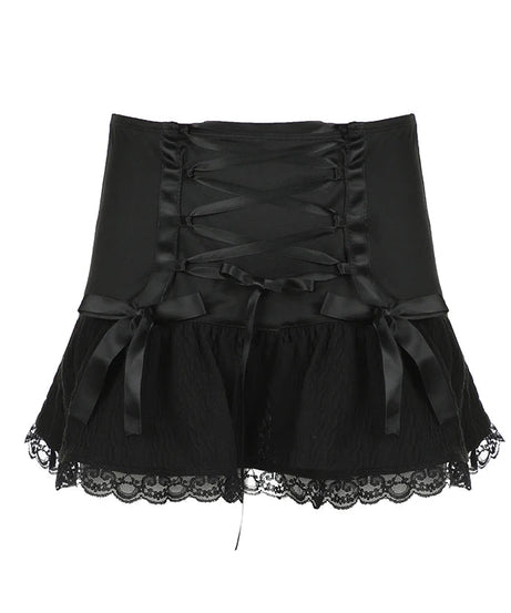 Gothic Lace Trim Mini Skirt -