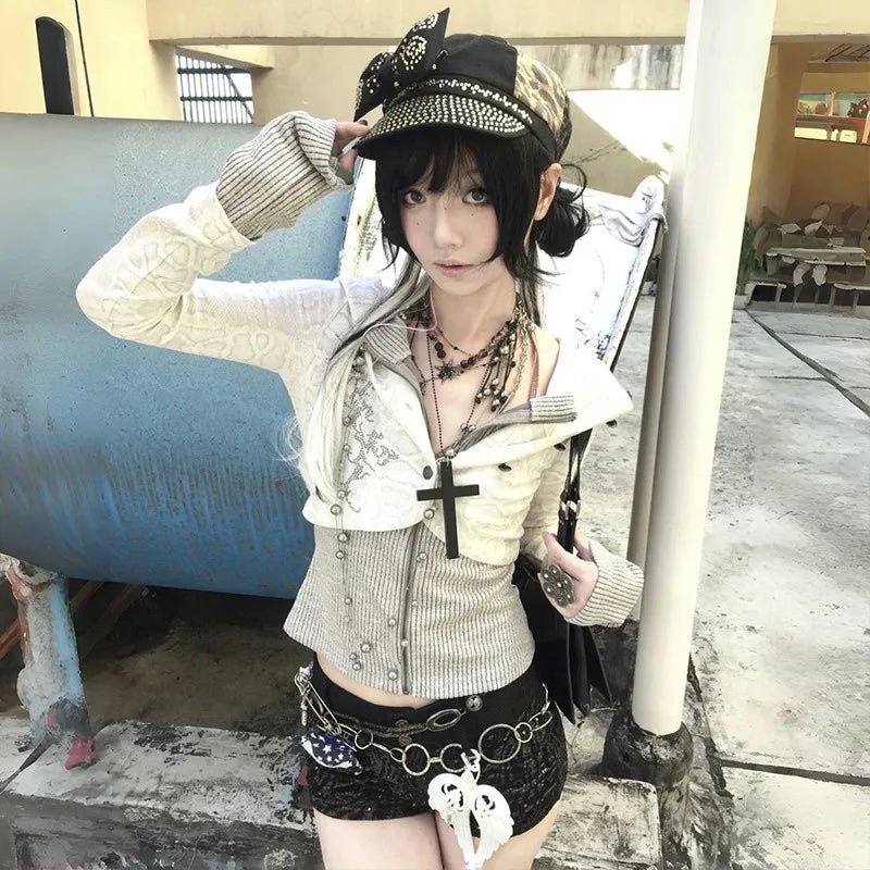 Acubi Style Layered Cardigan Shoptery