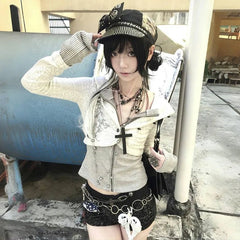 Acubi Style Layered Cardigan Shoptery