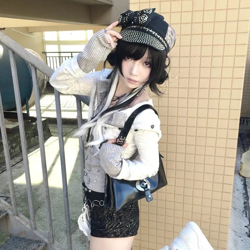 Acubi Style Layered Cardigan Shoptery