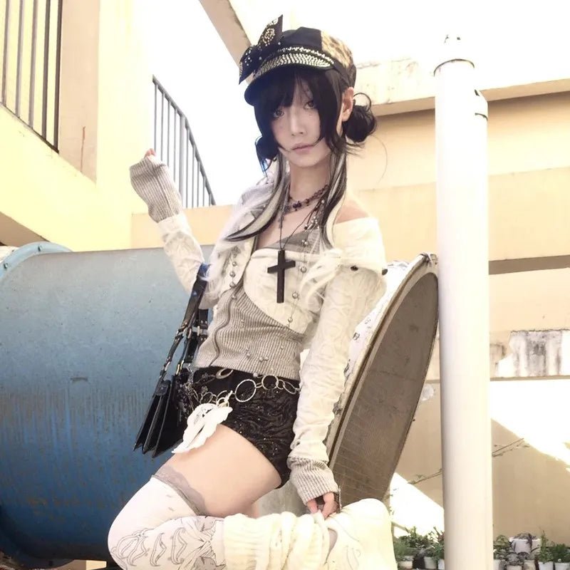 Acubi Style Layered Cardigan Shoptery