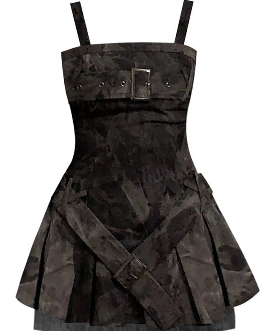 Gothic Mini Denim Dress - Dresses