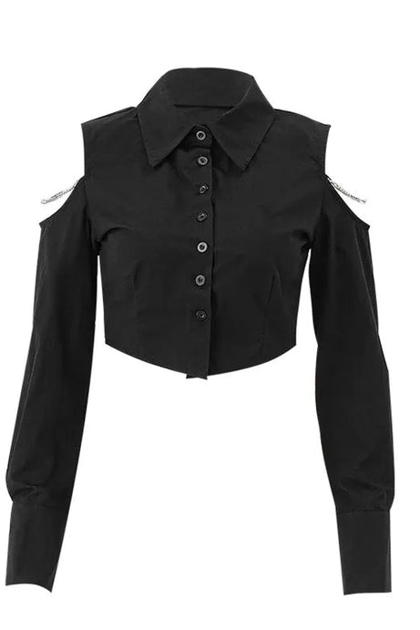 Gothic Off - Shoulder Crop Shirt - Shirts