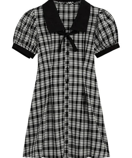 Gothic Plaid Peter Pan Dress - Dresses