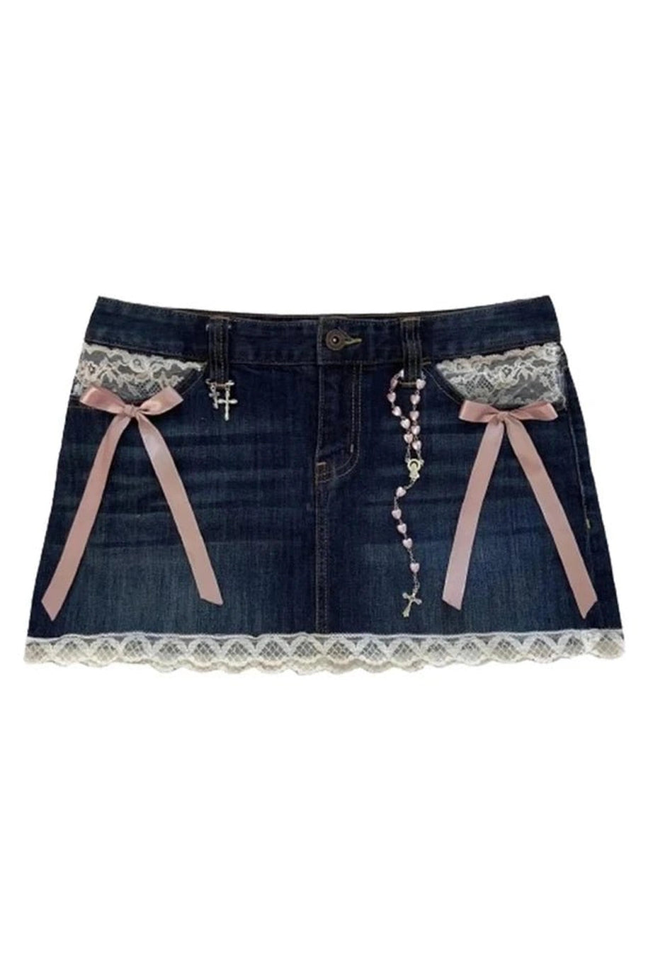 Gothic Rivets Denim Skirt - Skirts