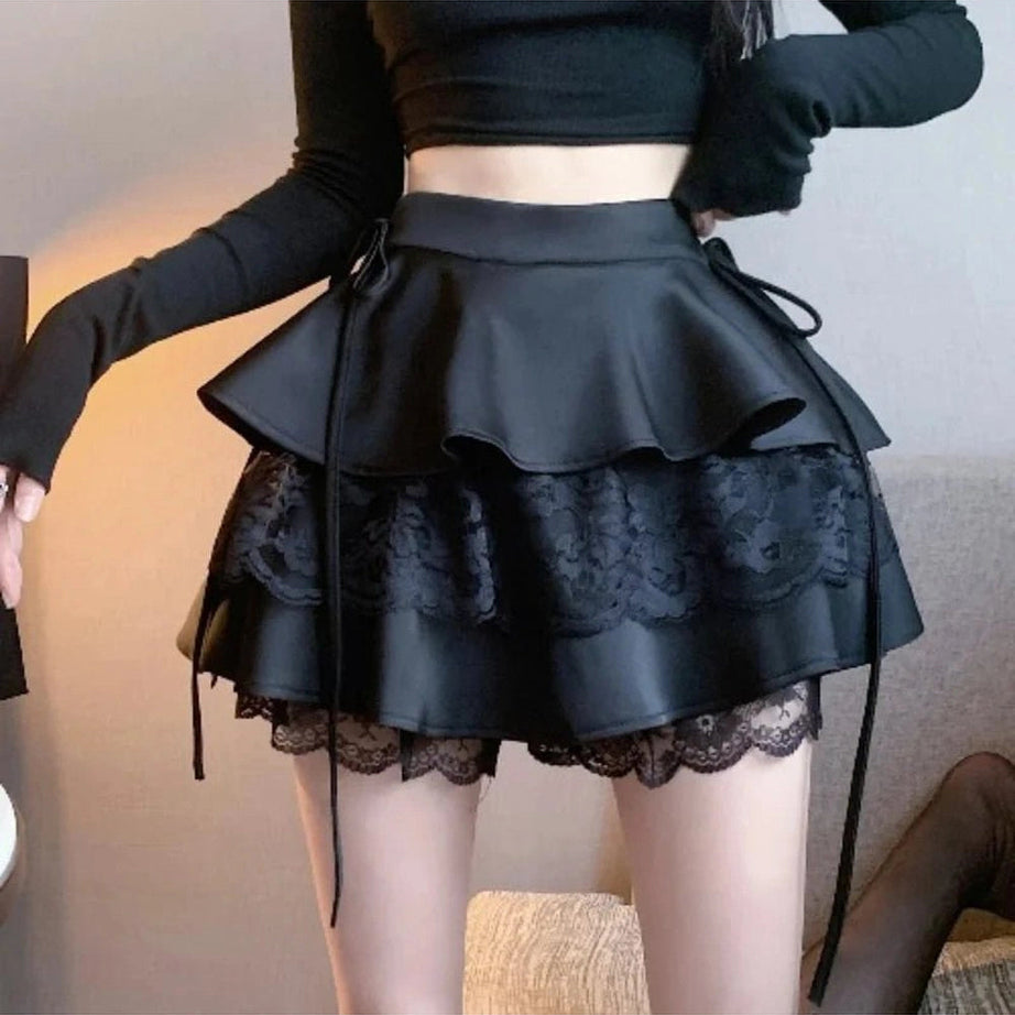Gothic Ruffle Tiered Skirt Black Shoptery