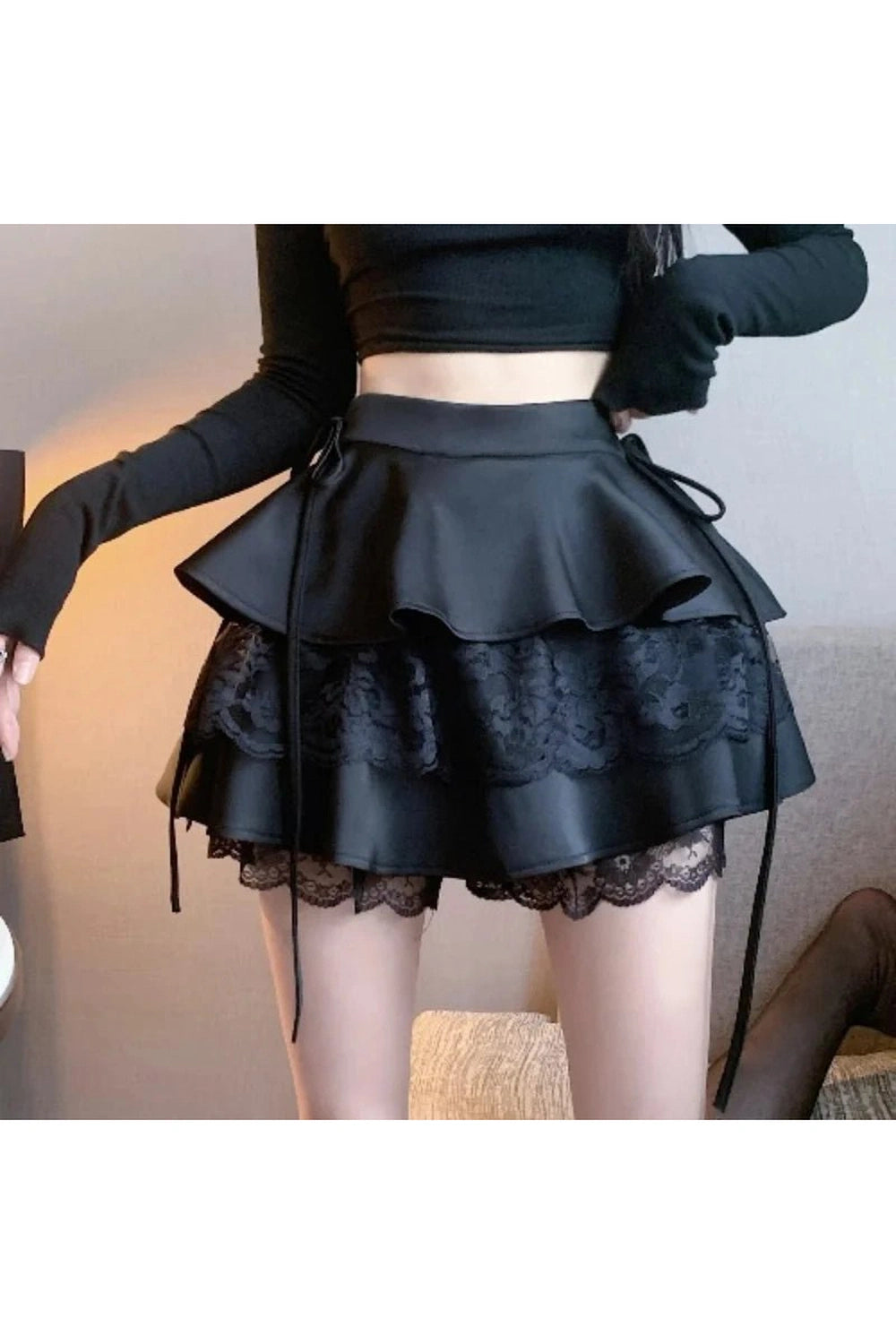 Gothic Ruffle Tiered Skirt -