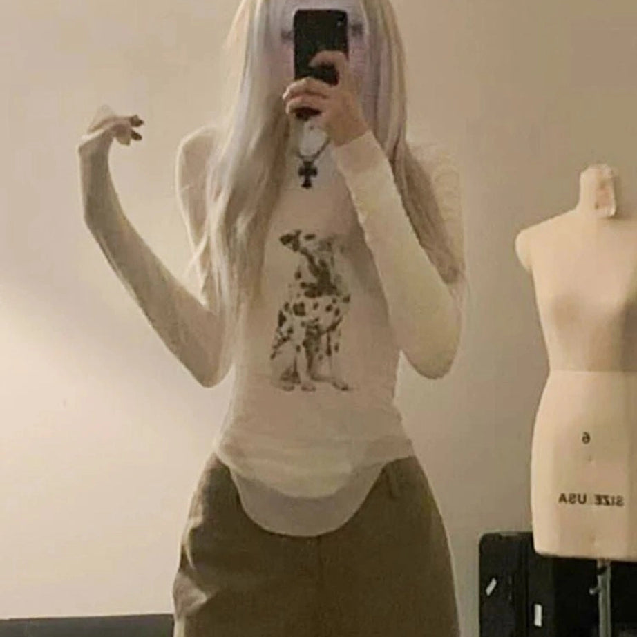 Alt Goth Skeleton Turtleneck Long Sleeve Top Shoptery