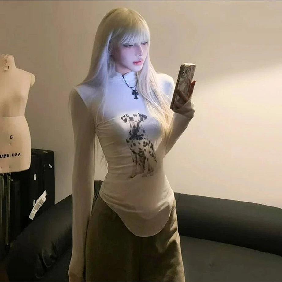 Alt Goth Skeleton Turtleneck Long Sleeve Top Shoptery