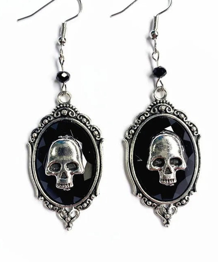 Gothic Skull Cameo Earrings - Earrings